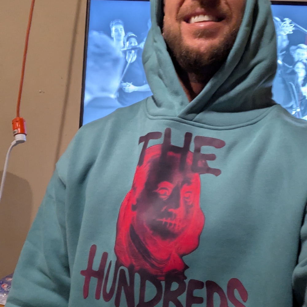 Common Aqua Hoodie with Magenta Graphic